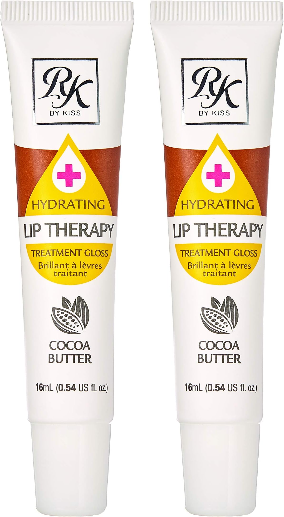 Ruby Kisses Cocoa Butter Hydrating Lip Oil Treatment Gloss (2 Pack), Hydrates & Heals with Vitamin E & Jojoba, Lightweight Clear Non-Greasy Formula with Jojoba & Rosehip Oil, Repair Dry Chapped Lips
