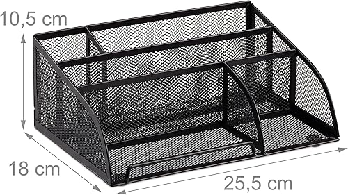 Miniatura 3 de Relaxdays Organizador de escritorio, metal negro, 7.1 x 10.0 x 4.1 in
