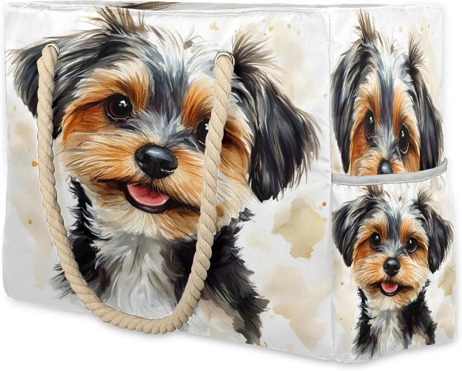 Cute Dog Beach Tote Bags for Women with Zipper Dog Large Pool Bags for Swimming Travel Gym