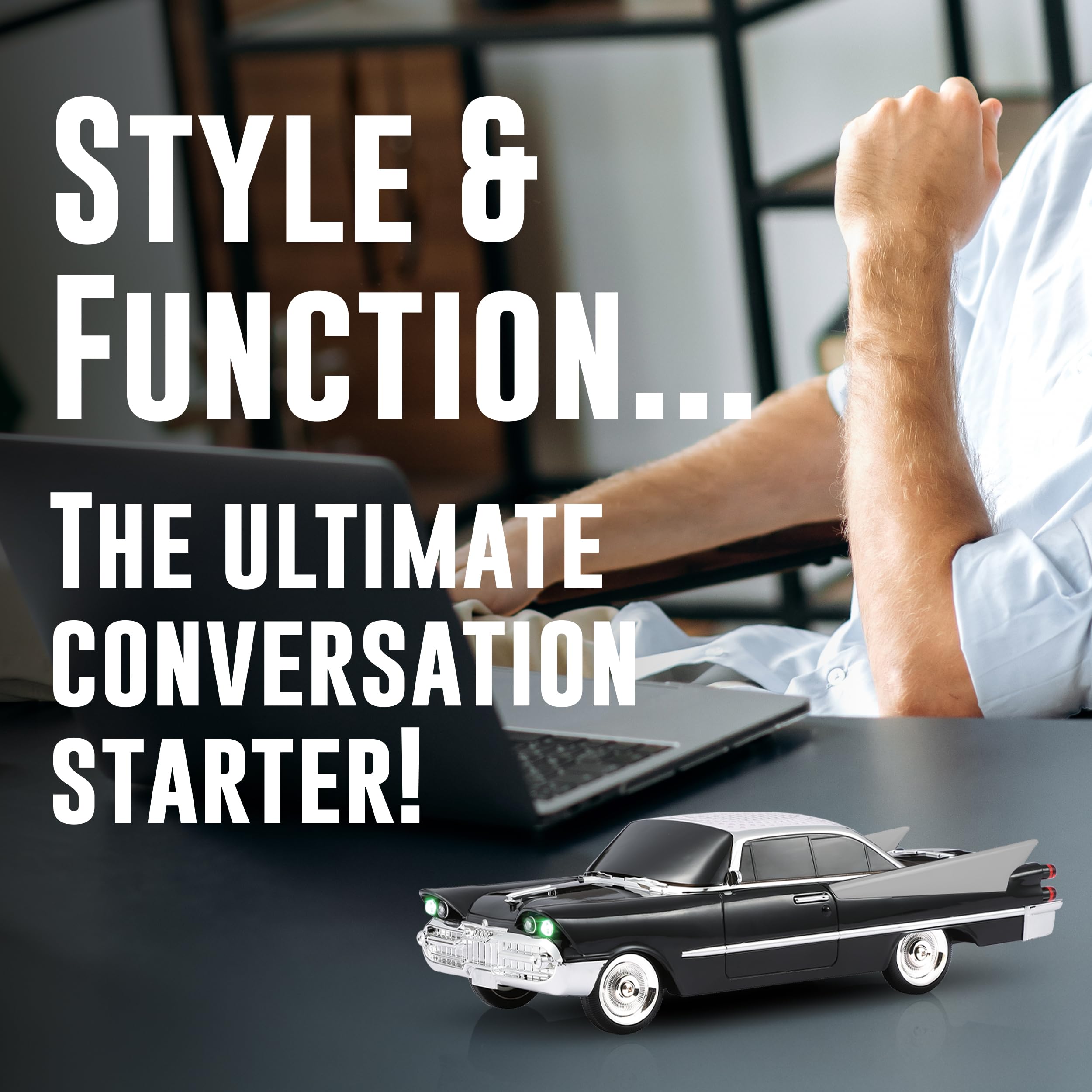 QFX Bluetooth 1959 Retro Classic Car Speaker, Dual 2-inch Speakers