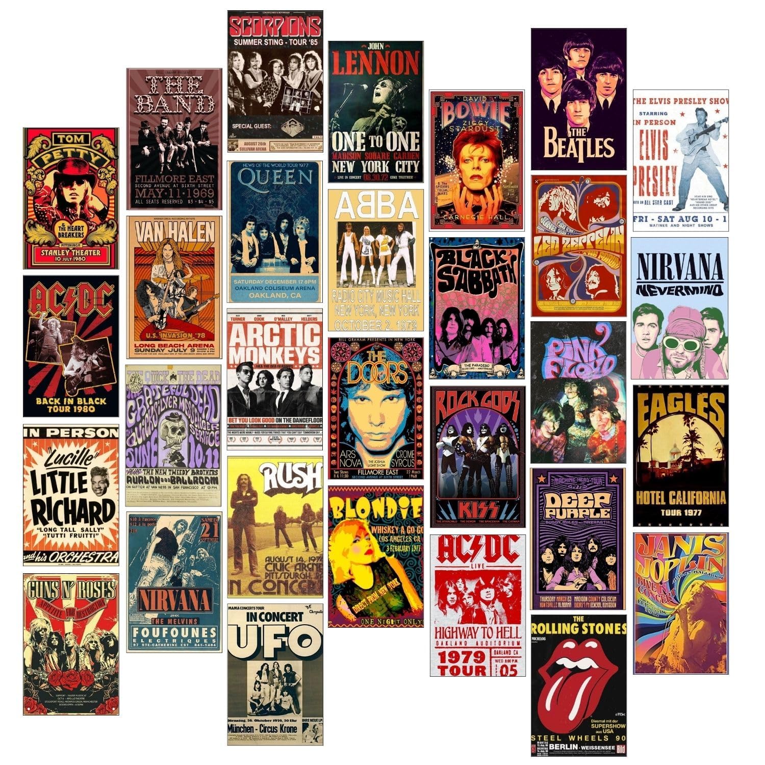 Kitty Cat Rock Band Aesthetic Wall Collage Kit || 30 Unique Poster Set + Free Tape, 4x6in Each, Posters: Dorm, Hostel Essential, Aesthetic Room Decor (Rock Band)