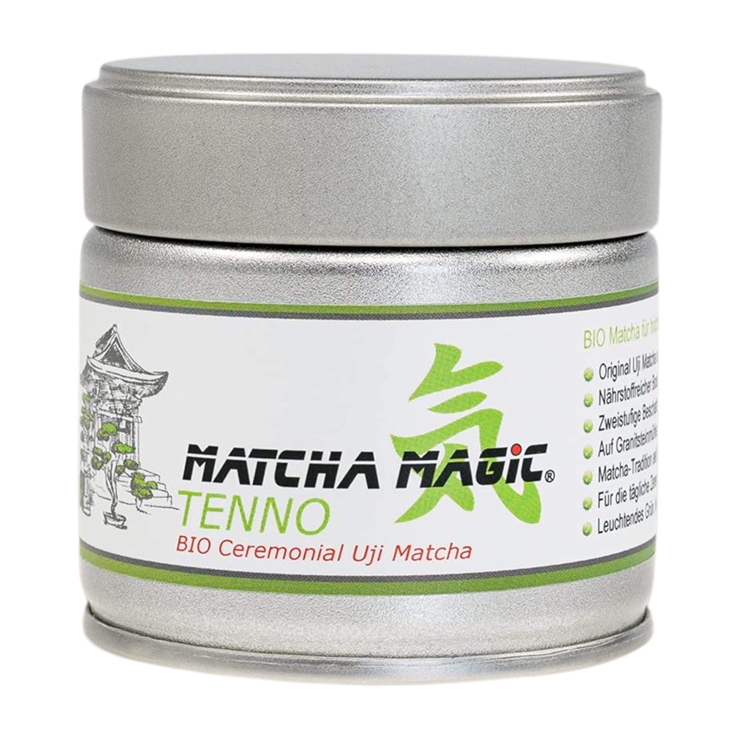 MatchaMagic Tenno Bio Matcha Pulver 30 g - Single Origin Matcha aus Japan | Grüner Tee, Ceremonial Grade, Matcha Tee, für Tee-Zeremonie, traditionelle Herstellung, handgepflückt, Premium Matcha Tee