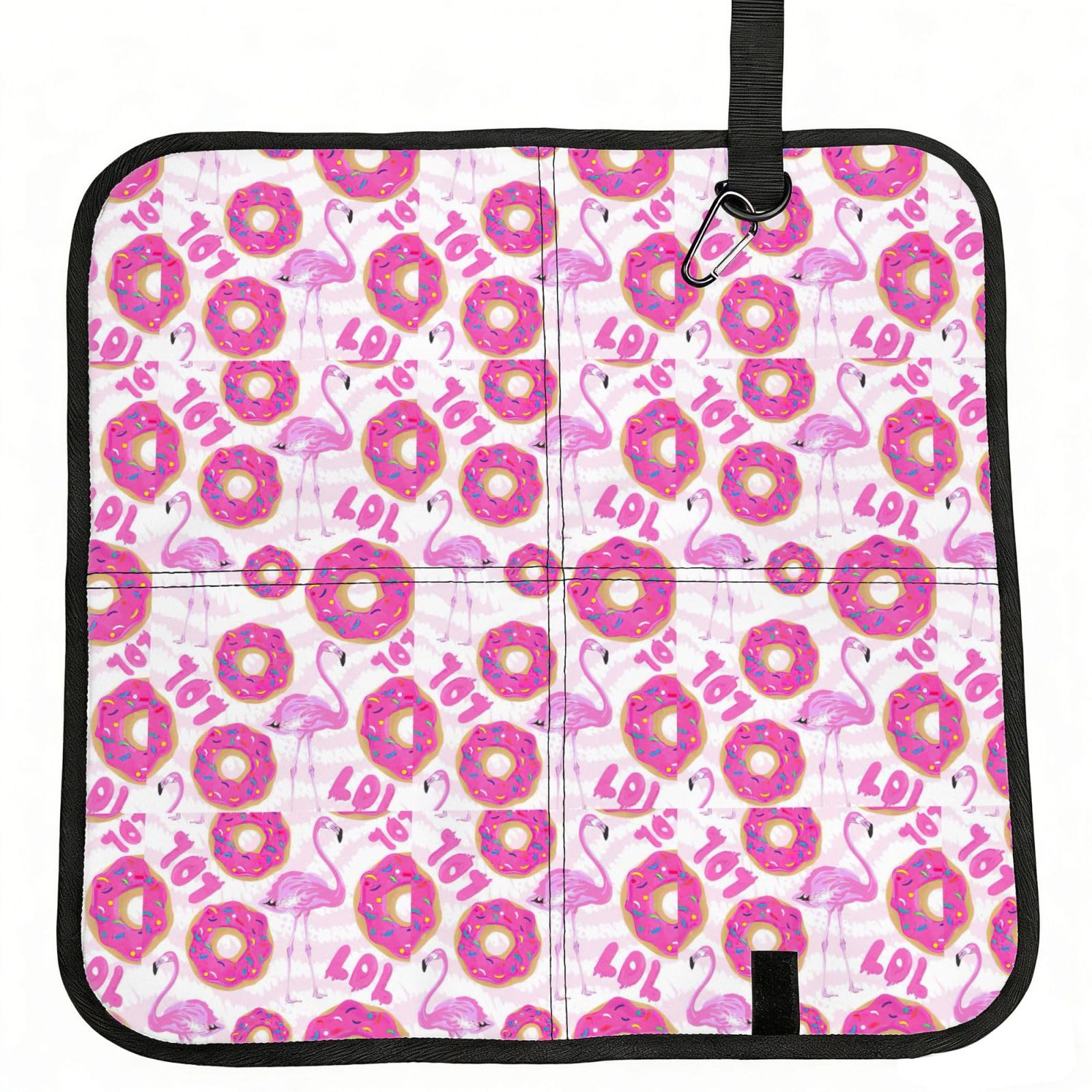 VCzsdff Flamingo And Donuts Print Portable Seat Cushion Folding Bleacher Pad Compact Picnic Sitting Mat Polyester 40cm