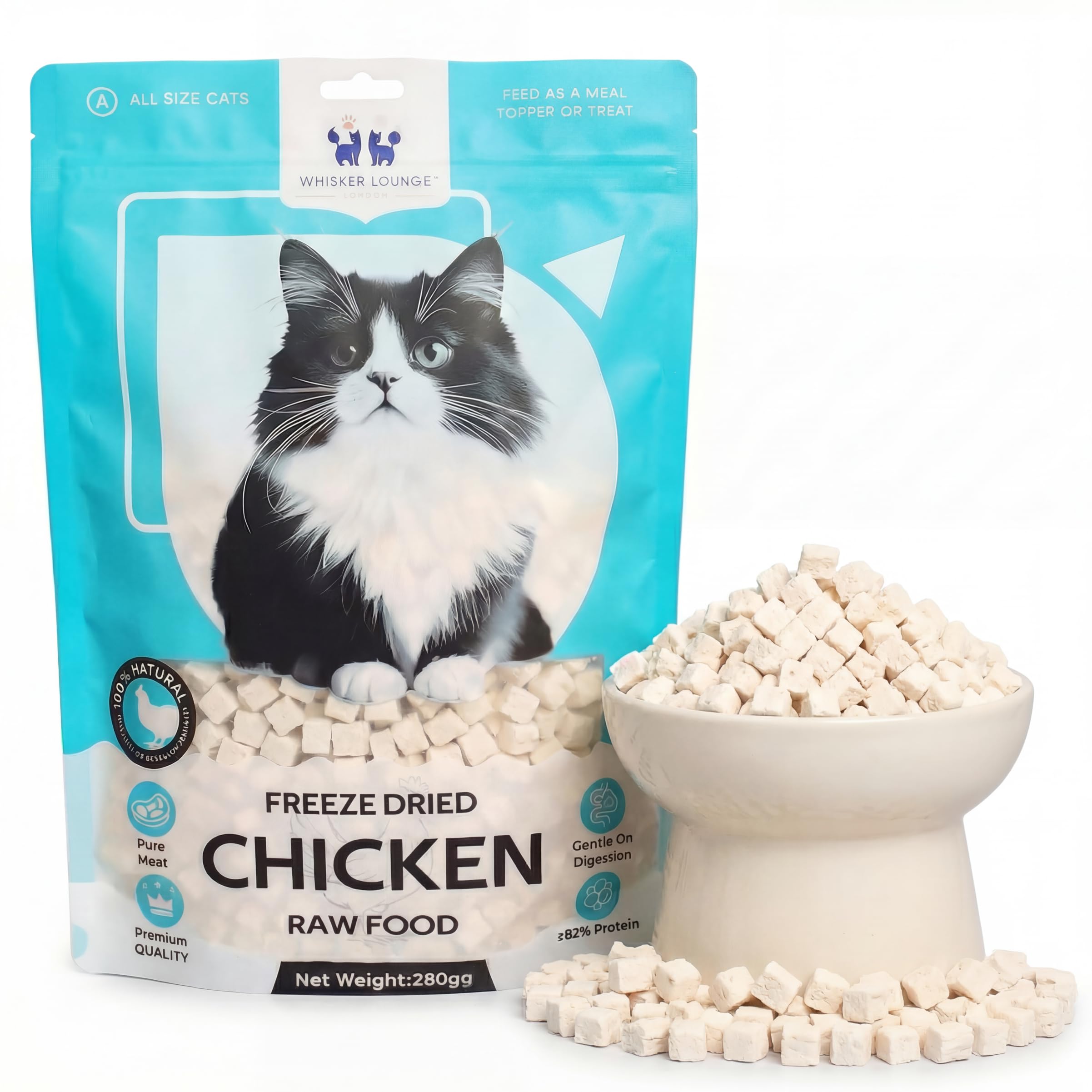 280g Freeze-Dried Chicken Cat Treats, Toppers, 100% Natural Chicken Breast, Hypoallergenic Grain Free, Easy to Digest, Nutritious Treats for Cats