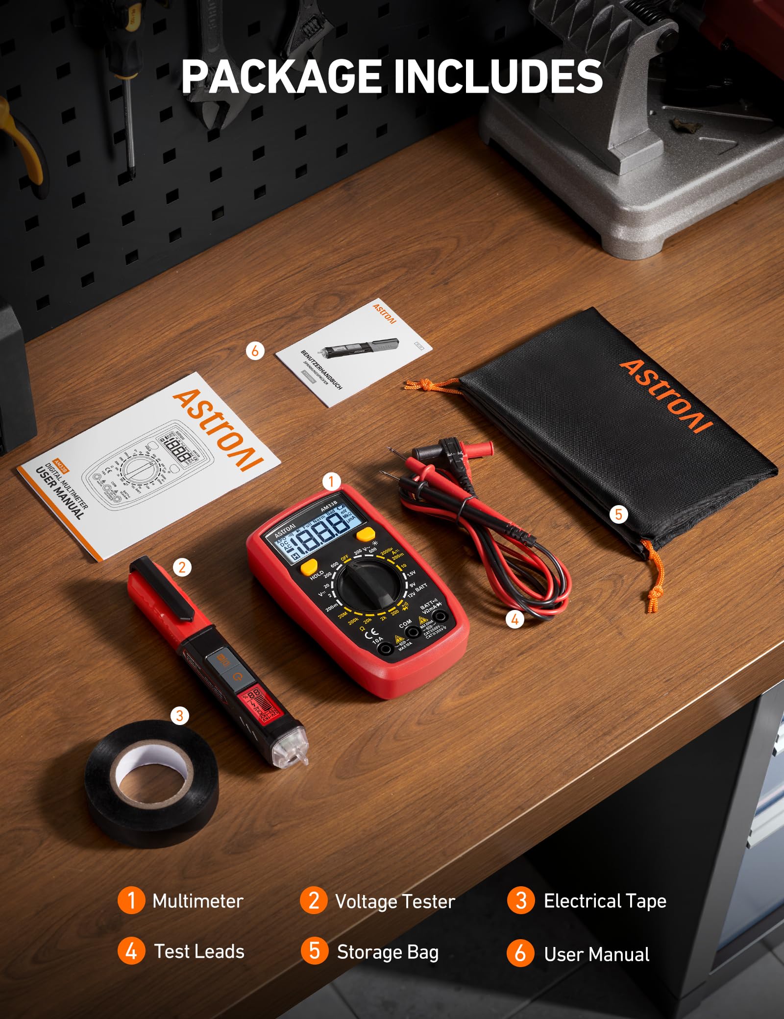 AstroAI Electrical Test Kit ETK1, Digital Multimeter, Non-Contact Voltage Tester & Screwdriver, Electrical Tape, an Ideal Set for Electricians, DIYers, Handymen — Amazon image 9