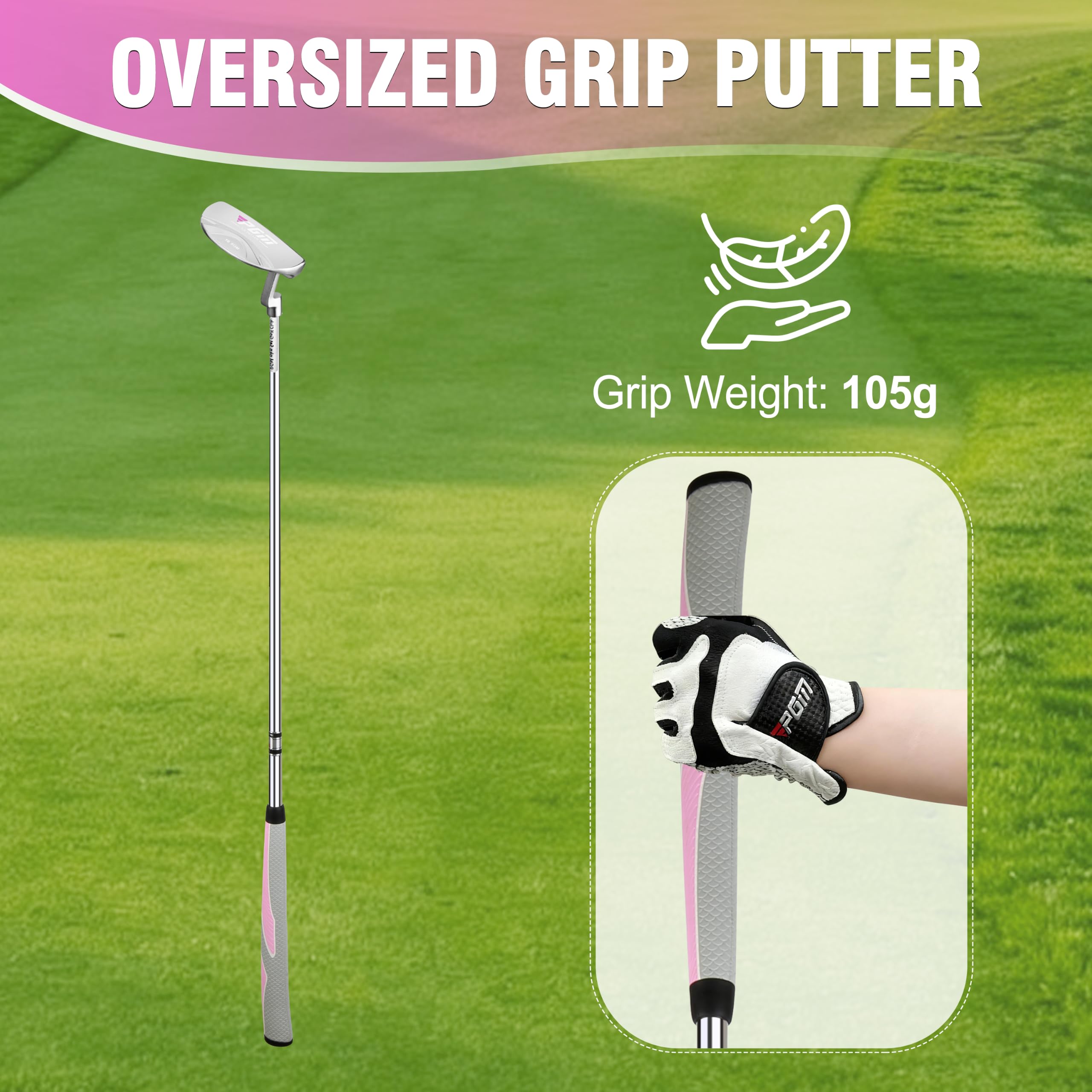 PGM 83.8 cm Golf Putter mit übergroßem Griff, Damen Putter Rechte Hand mit Schlägerhaube