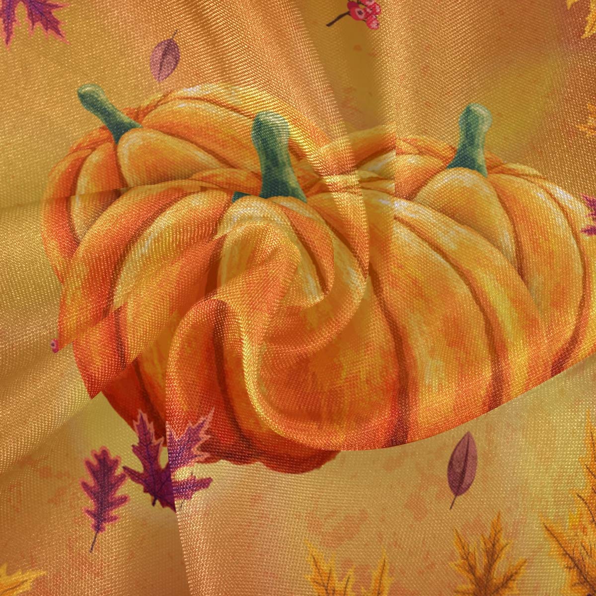 Pfrewn Autumn Pumpkin Maple Round Tablecloth Fall Sunflower Flowers Table Cloth Cover Mat Lace Washable Polyester 60