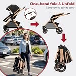 DrBash 2-in-1 Baby Stroller, Convertible Reversible Seat, Compact Fold, All-Terrain Wheels, Large Canopy, Newborn to Toddler Portable Baby Stroller with Storage Basket & Accessories (ROSE GOLD)