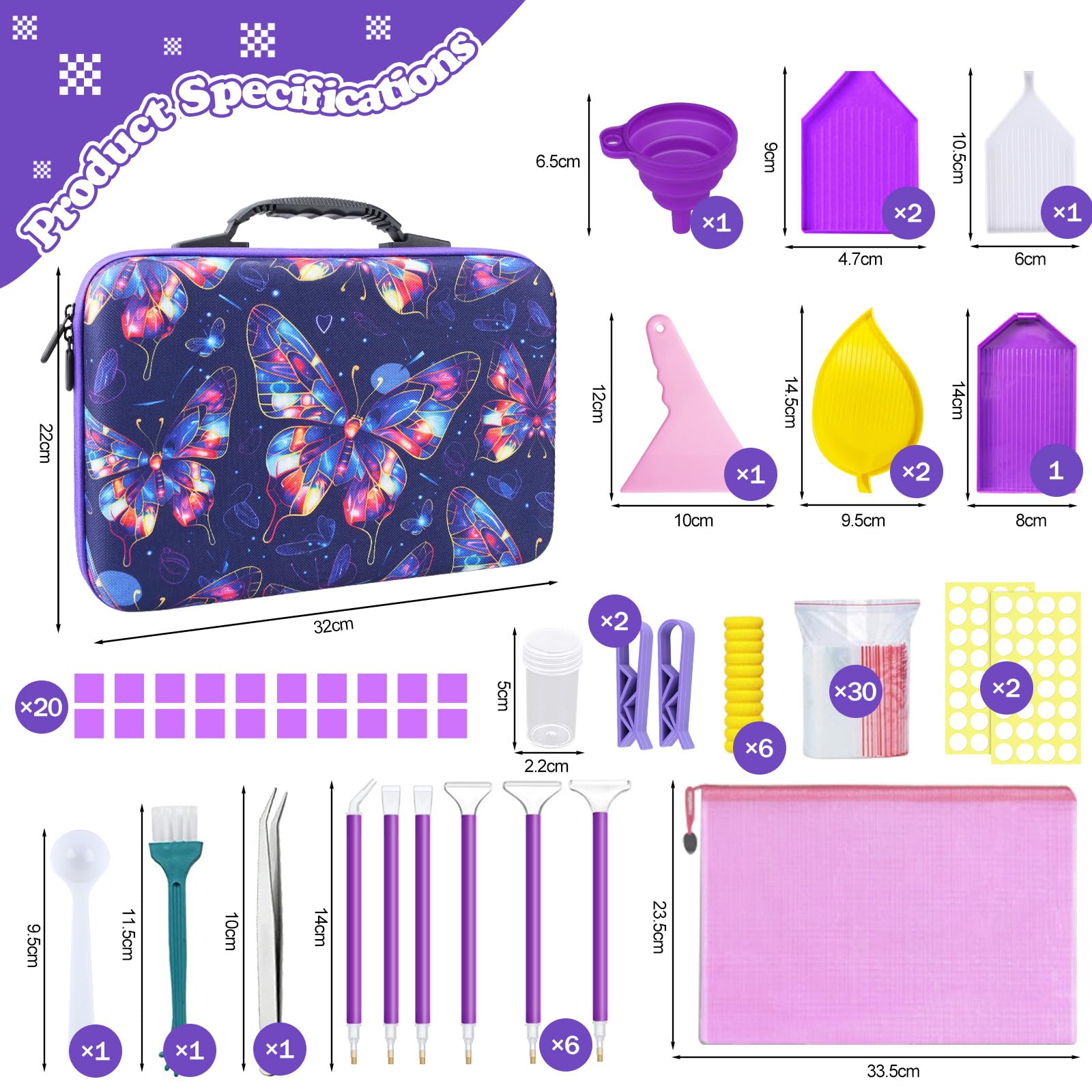 Diamond Painting Kit Completo,70 Slots Diamond Painting Accessori,Pittura Diamante Kit 5D e Strumenti di Pittura Diamante per DIY,Unghie,Gioielli,Artigianato e Punto Croce
