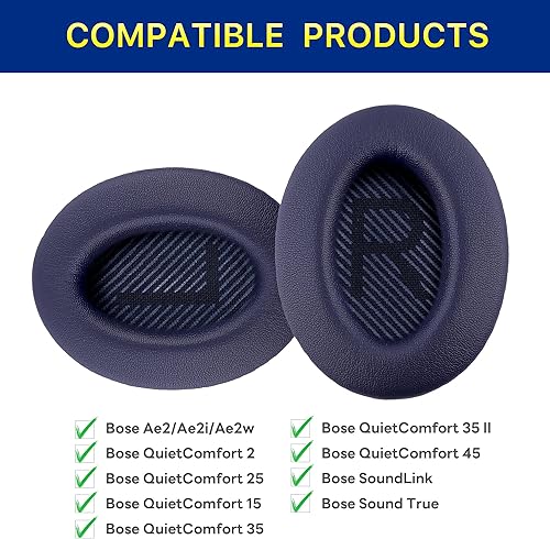 Miniatura 2 de Almohadillas de repuesto para auriculares Bose QuietComfort 35 (QC35) y Quiet Comfort 35 II (QC 35 iii), almohadillas con espuma viscoelástica