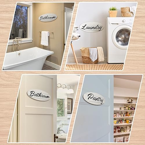 Miniatura 2 de Yookeer 3 letreros de madera para baño, decoración rústica de madera, decoración rústica para colgar en el hogar, baño, decoración de pared