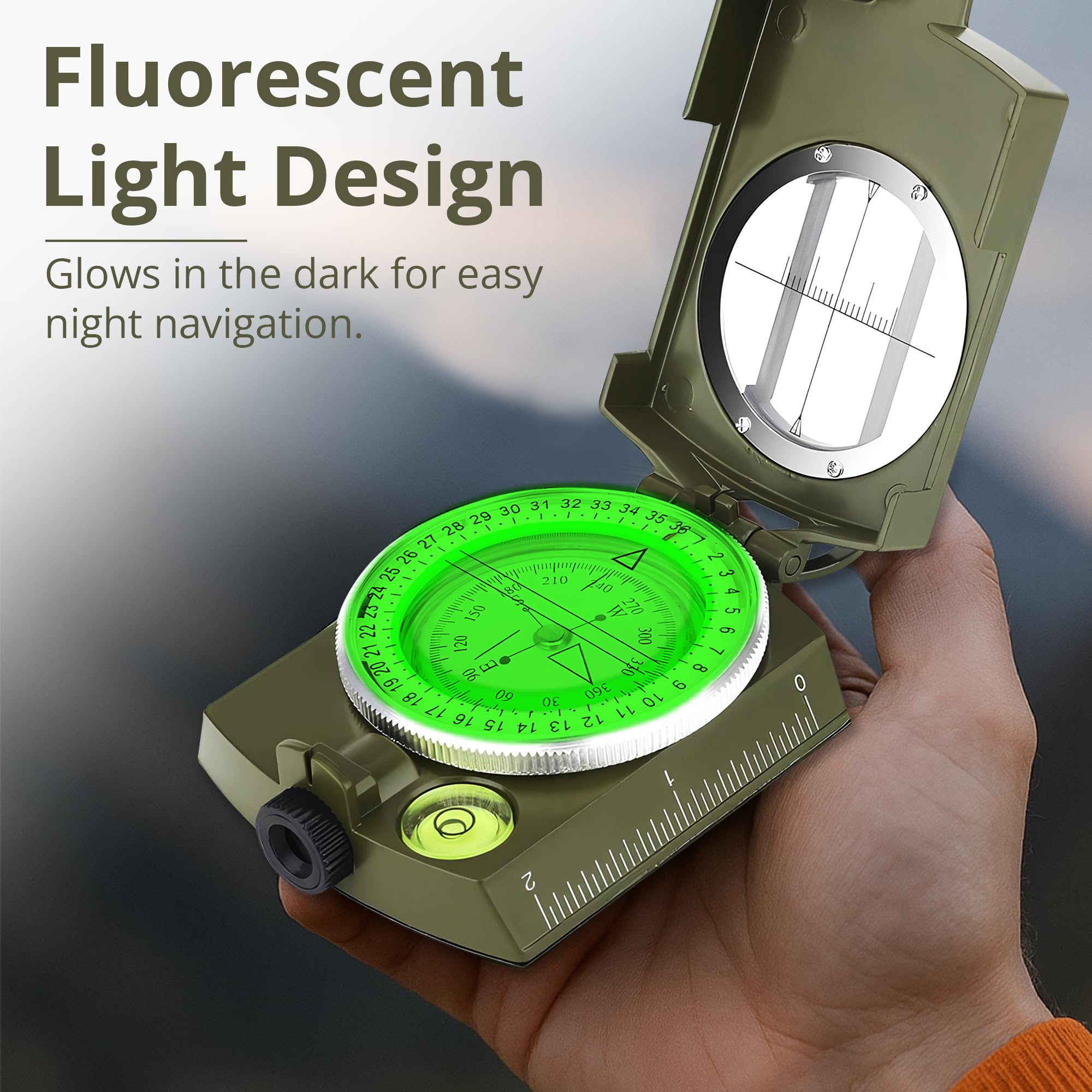 Bussola Professionale Impermeabile Navigazione Militare Fluorescente
