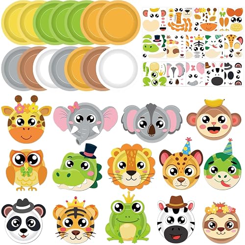 28 Sets Animal Paper Plates Crafts Kits Cute Jungle Animals