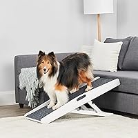 Carlson 39.5" Adjustable Collapsible Indoor Pet Ramp - Non-Slip Carpet, Rubber Feet, 80lb Capacity for Dogs & Cats, White