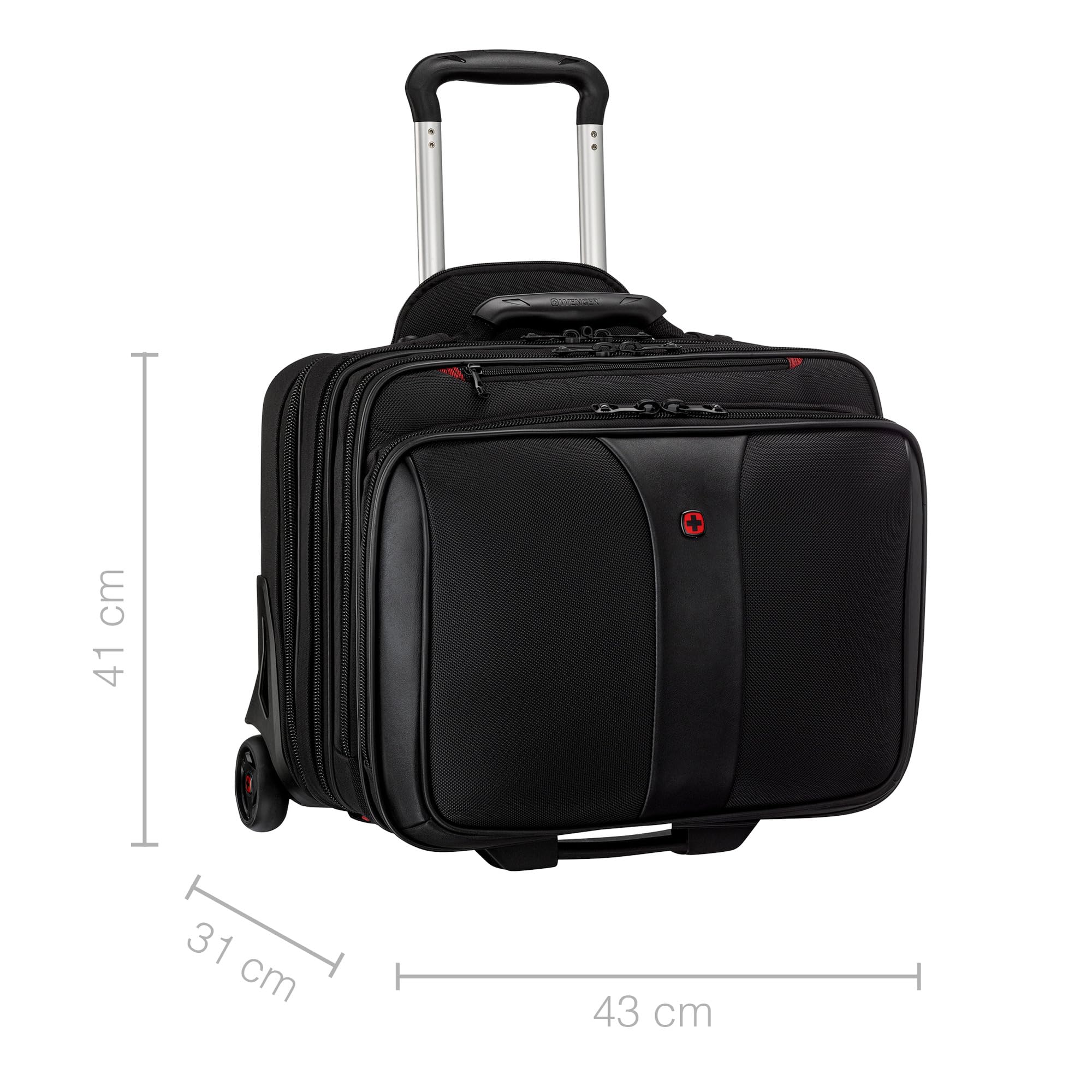 WENGER Patriot Ensemble de 2 Bagages pour Ordinateur Portable 17 Pouces, Sacoche Amovible pour Ordinateur Portable 15,6 Pouces, 25 l, Femmes Hommes, Bureau Affaires Voyages, Noir, 600662