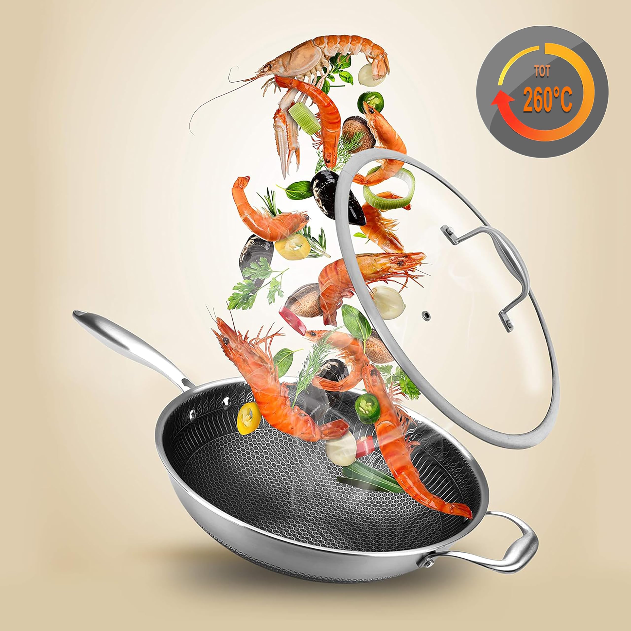 NutriChef Wokpan inductie - Voorbehandelde Gietijzeren Roerbakpan - Houten Deksel- Zwart - Wok | fnac België