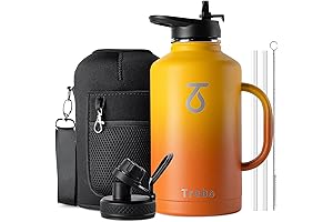 Trebo 64 oz Big Water Bottle with Handle, Premium Insulated Half Gallon...