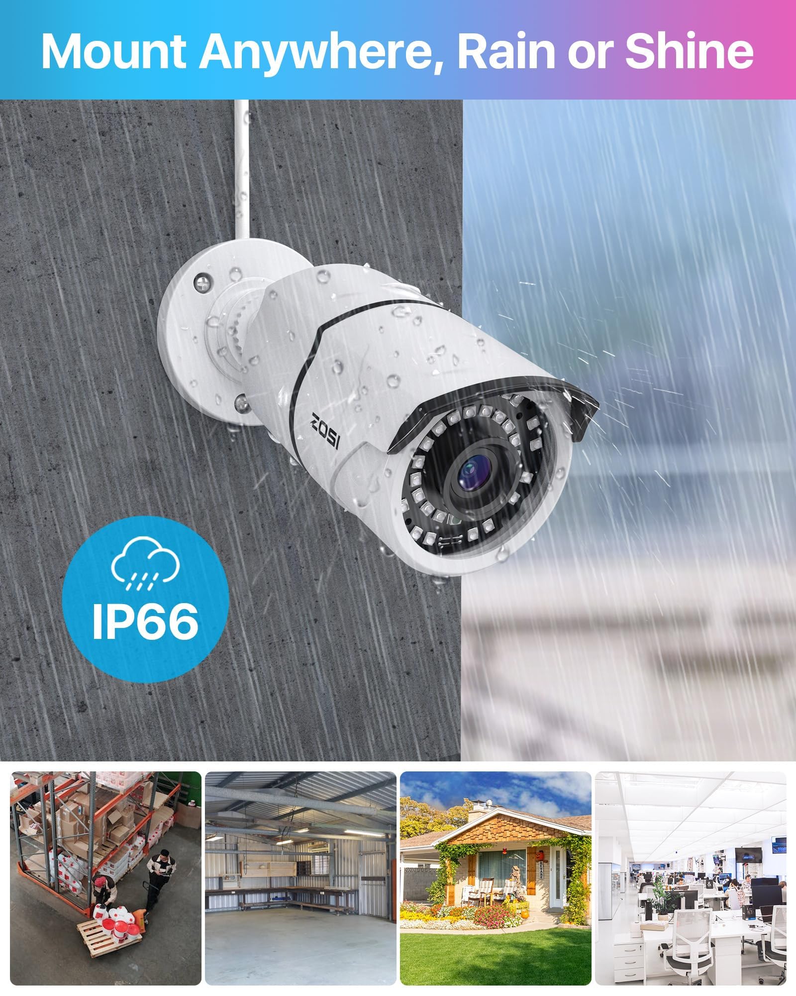 ZOSI PoE Kit Videosorveglianza Esterno, 4K NVR 8CH 2TB + 8x 5MP Telecamera, Impermeabile IP66, Visione Notturna di 30 metri, Rilevamento del Movimento,Registrazione 24/7, Accesso Remoto