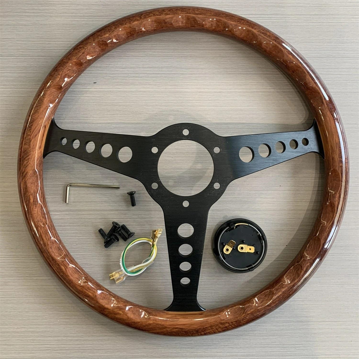 IBNA Volante da Corsa Volante Universale in Alluminio Racing Sport da 14 Pollici 350 Mm con 14 Fori(B)