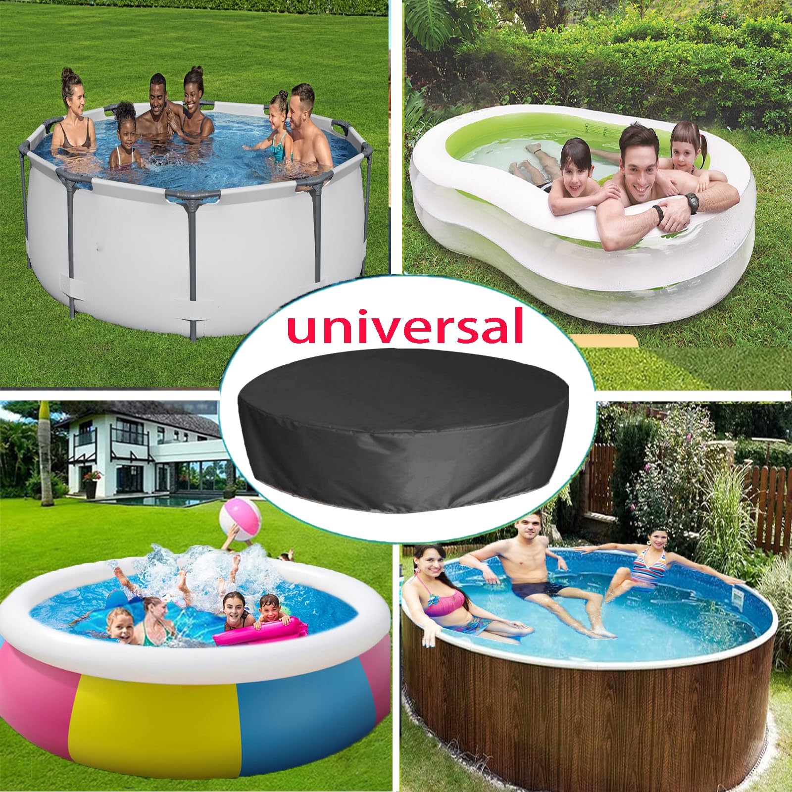 Copertura per Piscina Rotonda,Copertura per Vasca Idromassaggio,Impermeabile e Antipolvere,Esterno Portatile Patio Coperturas Protettiva per Piscina con Coulisse,Giallo,366 * 20cm