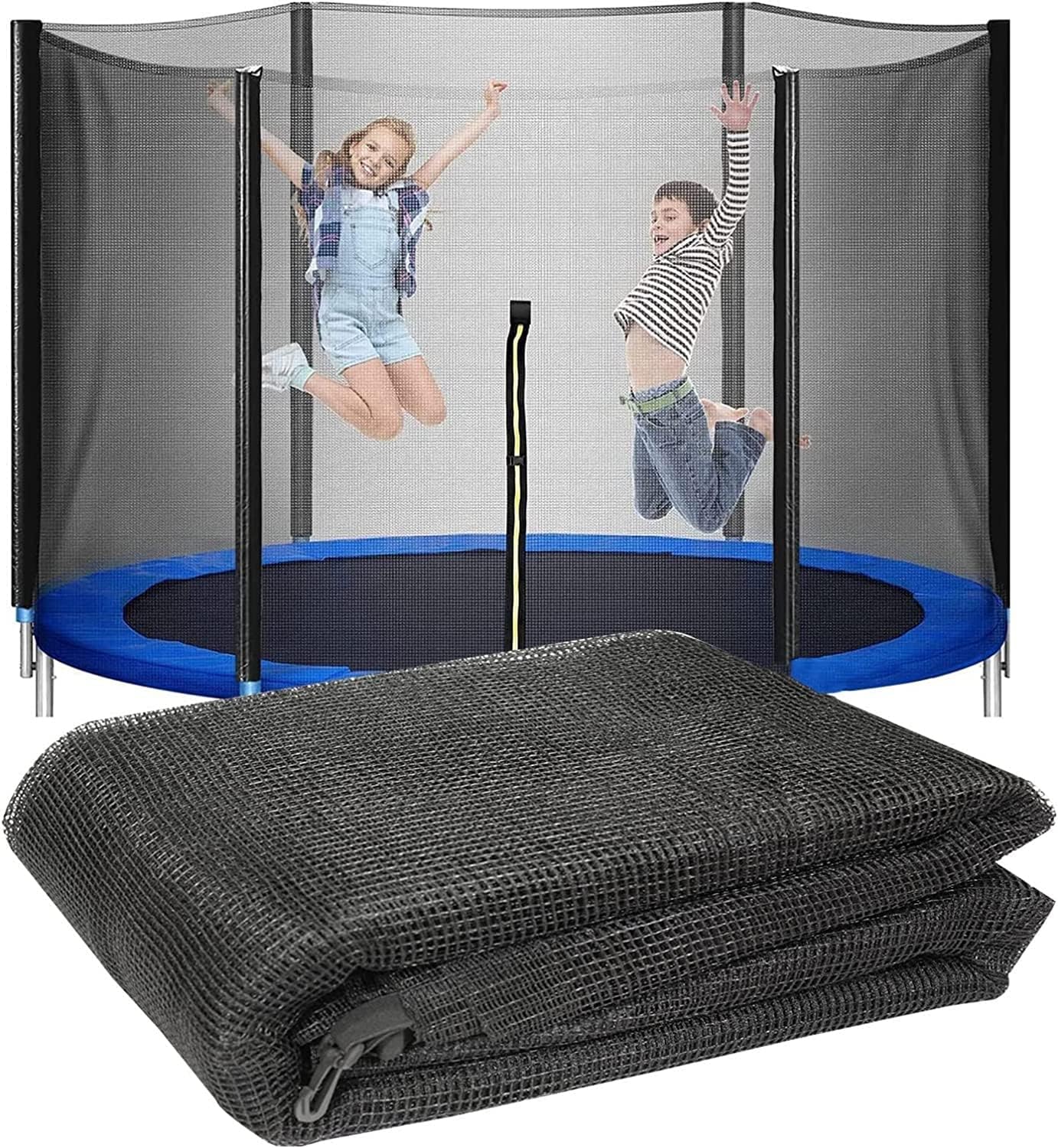 Trampolines & Accessories Trampoline Enclosure Safety Net with Zippers Replacement Trampoline Protection Net Parts & Accessories (Size : 12FT4legs8pillar)