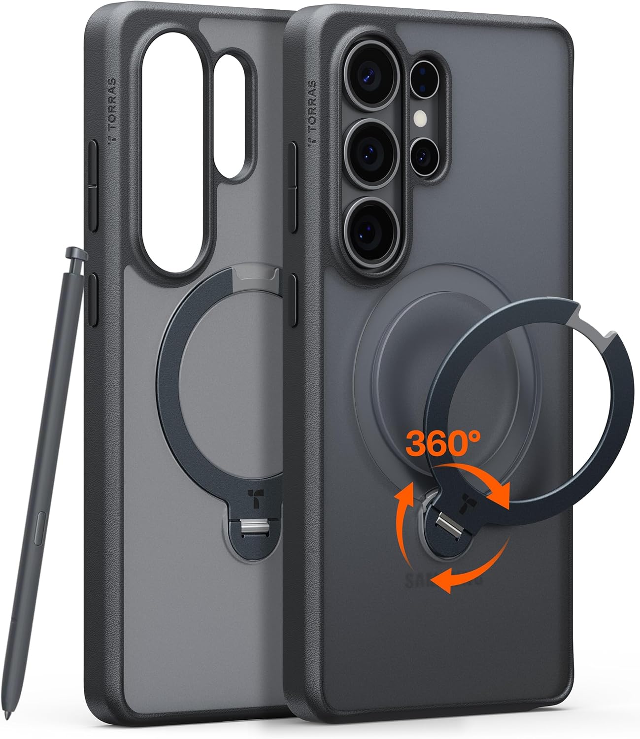 TORRAS Q3 Spin for Samsung Galaxy S26 Ultra Case with 360 Magnetic Stand, Compatible with Magsafe, 4X Military-Grade Shockproof S26 Ultra Phone Case with Kickstand, Translucent Frosted Black