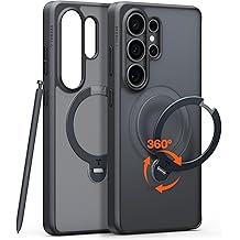 TORRAS Q3 Spin for Samsung Galaxy S26 Ultra Case with 360 Magnetic Stand, Fit for Magsafe, 4X Military-Grade Shockproof S26 Ultra Phone Case with Kickstand, Translucent Frosted Black