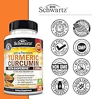 Vista 6 de Curcumina de cúrcuma con extracto de pimienta negra de 1500 mg – Suplemento de cúrcuma ultra potente de alta absorción con 95% de curcuminoides