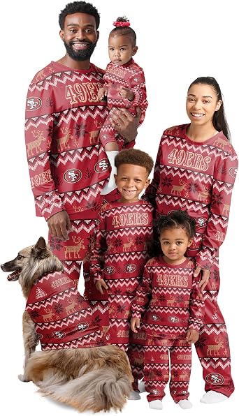 FOCO NFL mens Nfl Team Ugly Pattern Matching Set Family Holiday Pajamas