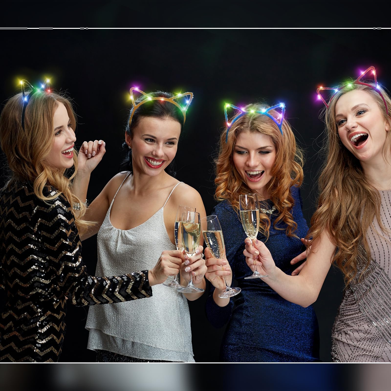 Light Up Cat Ears Headband LED Multi-Color for Women Girls Party Wear Amazon.com: Xinnun 64 Pieces Light up Cat Ears Headband  main image 4