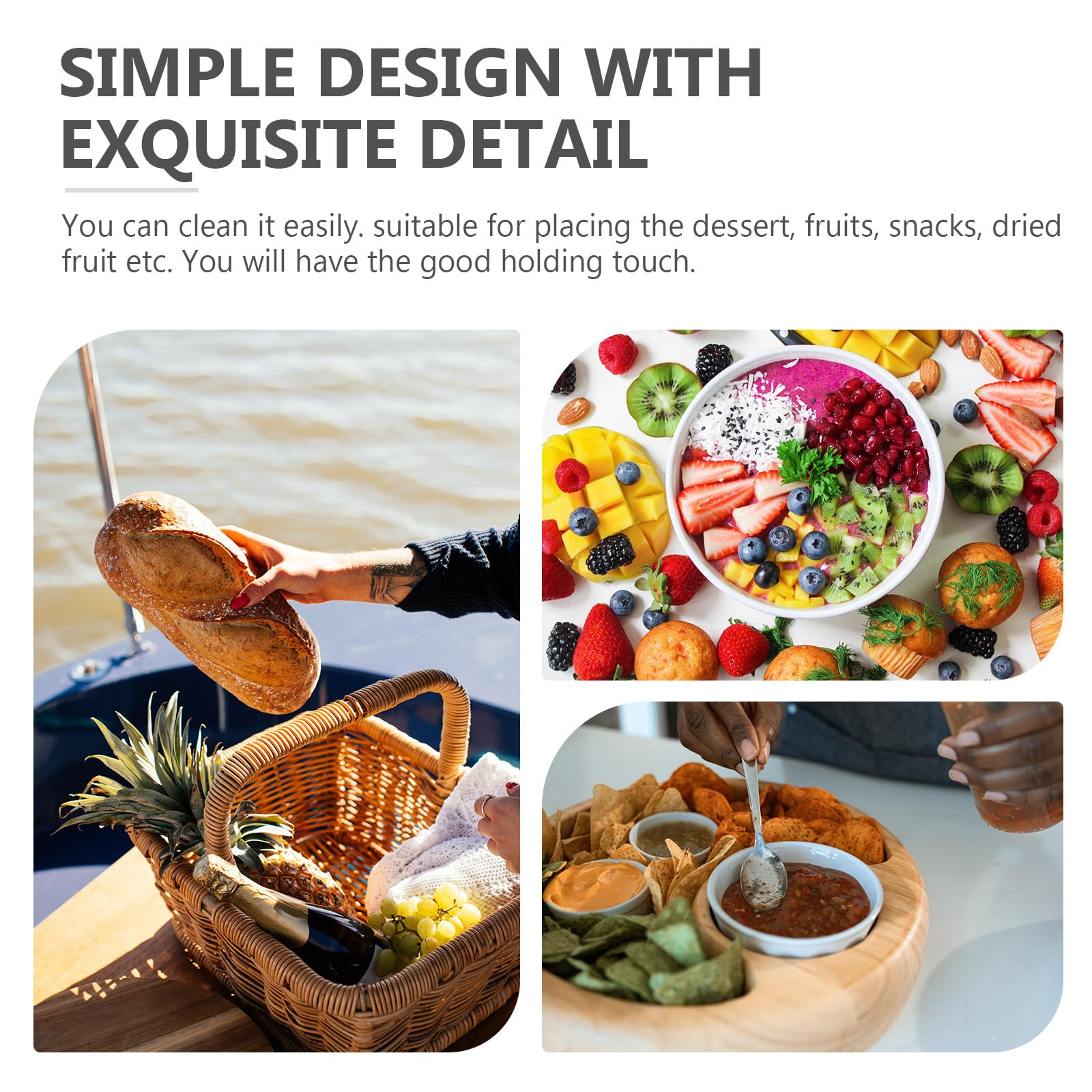 GALPADA Bol de Madera Diseño Redondo para Aperitivos y Frutas con Tapa Ligero y Fácil de Limpiar y Estilo Retro Adecuado Hogar Tienda