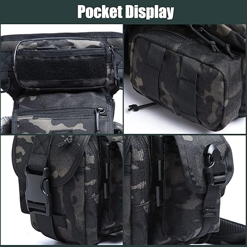 Miniatura 10 de ANTARCTICA - Bolsa táctica militar impermeable tipo B para cruzada en la parte superior de la pierna, bolsa de muslo para ciclismo al aire libre