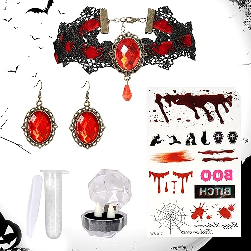 Miniatura 4 de SOOFILM Vampire Costume for Grils and Women, Gothic Vampires Dress Halloween Adult and Kids Vampire Costumes with Accessories