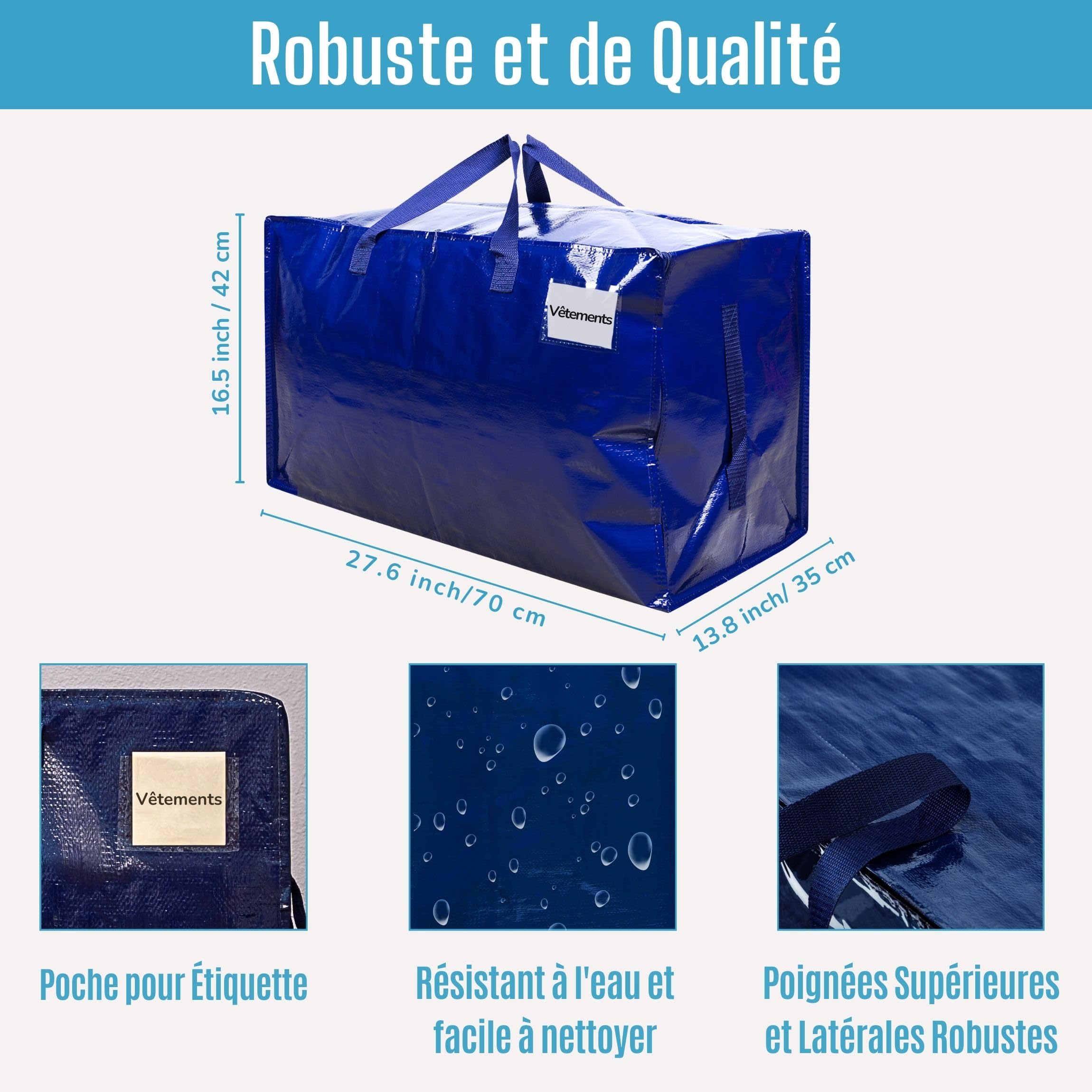 HIBAG Lot De 2 Grands Sacs De Rangement Pour Vêtements, Sac De Rangement à Fermeture éclair Transparent Avec Poignées Renforcées, Pour Couettes, Couvertures, Oreillers, Literie