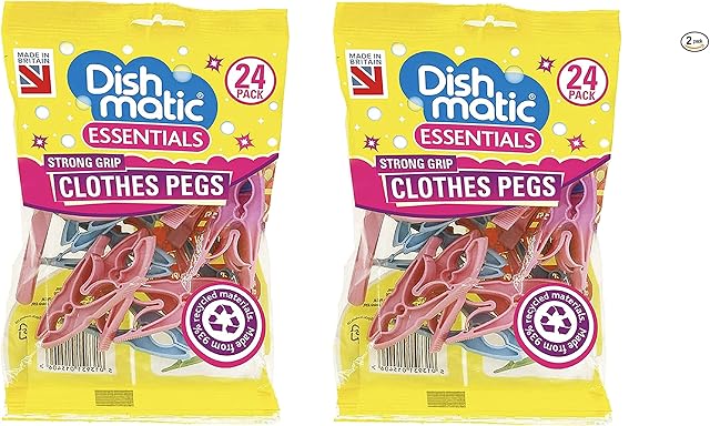 Caraselle Ecoforce 48 Strong Hurricane Force Grip Clothes Pegs made of Recycled Plastic (2 packs of 24)