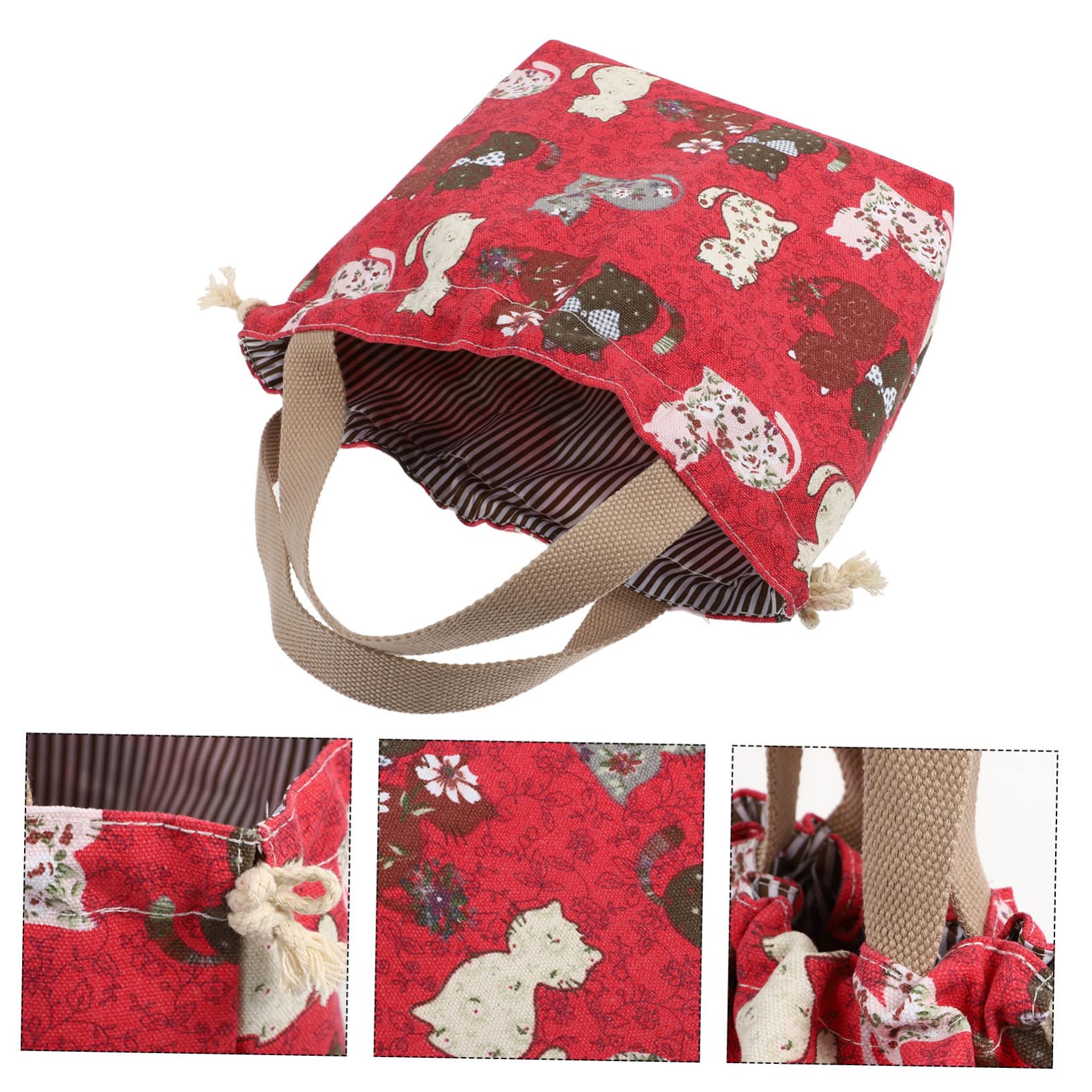 TOPBATHY 3piezas Bolsa De Almuerzo Cordón De Japonés Bolsa Bento Adorable Para Picnic y Diseño Práctico y De Llevar