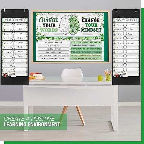 Miniatura 6 de Pasimy Juego de 3 pancartas de mentalidad de crecimiento, decoración de aula, juego de tablones de anuncios de mentalidad motivacional laminada, 13