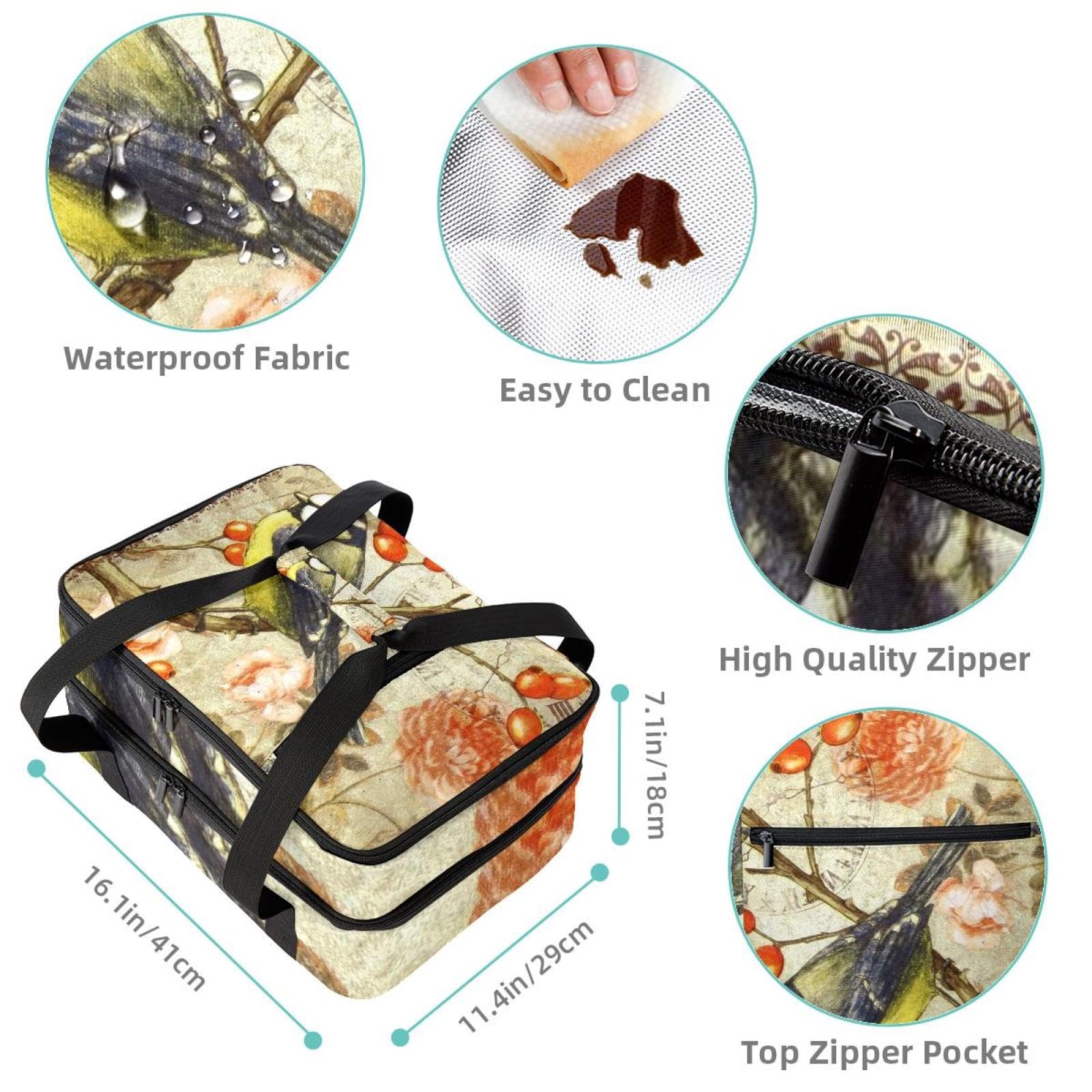 Amazon | 保冷バッグ、ランチバッグ二層クーラーバッグ、レトロな