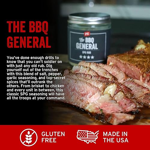 Miniatura 3 de PS Seasoning The BBQ General - Condimento SPG, condimento multiusos para barbacoa y frotaciones para ahumar y asar a la parrilla, mezcla clásica de