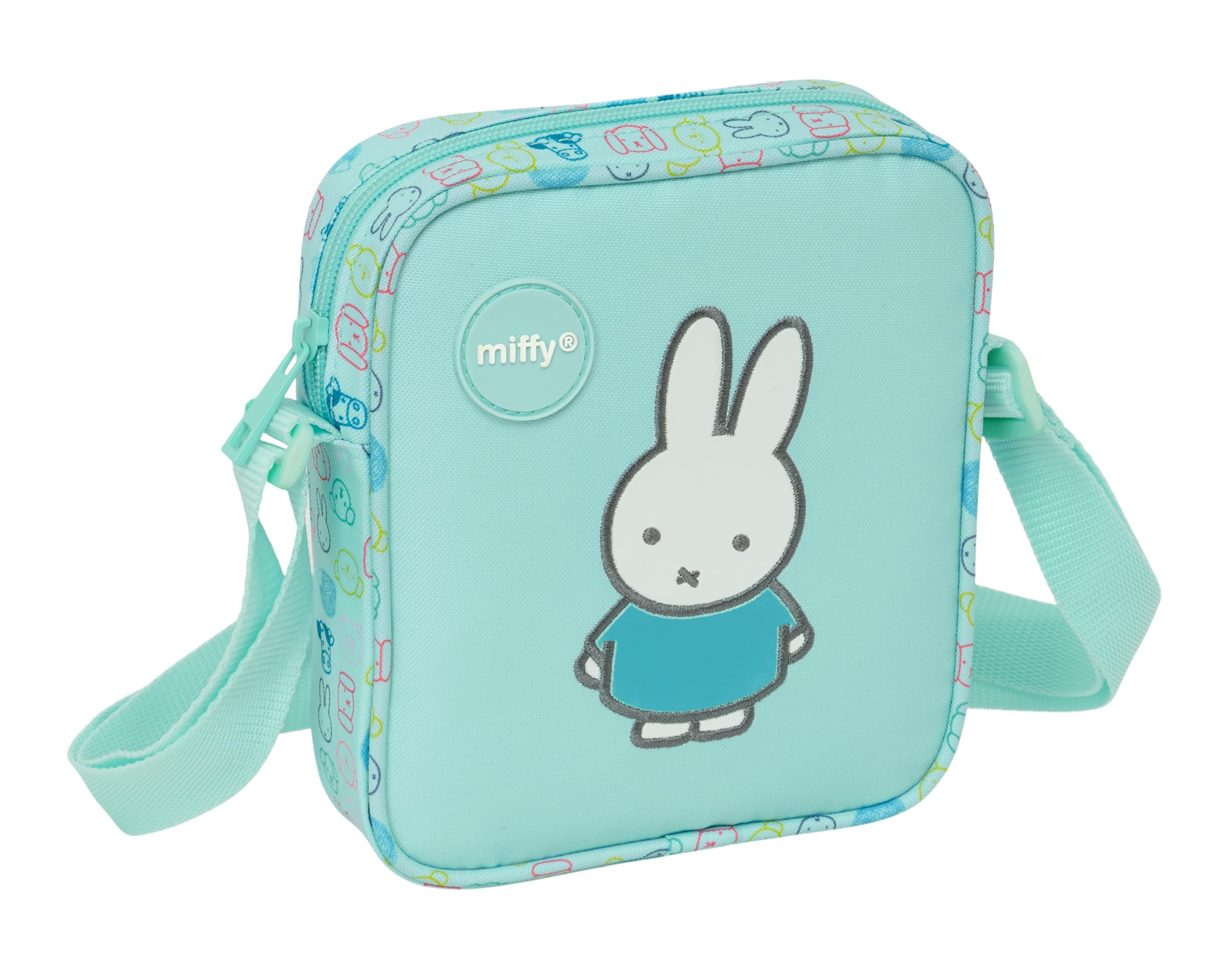MIFFY FRIENDS - Borsa a tracolla piccola, borsa per bambini, ideale per bambini dai 5 ai 14 anni, comoda e versatile, qualità e resistenza, 16 x 4 x 18 cm, Blu pastello, M, Casual