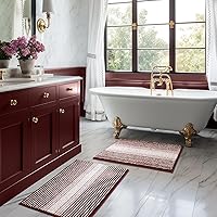 Vista 62 de BSICPRO Juego de alfombras y tapetes de baño, 2 piezas de felpilla gruesa y absorbente, antideslizantes, suaves y peludas para baño, lavables a