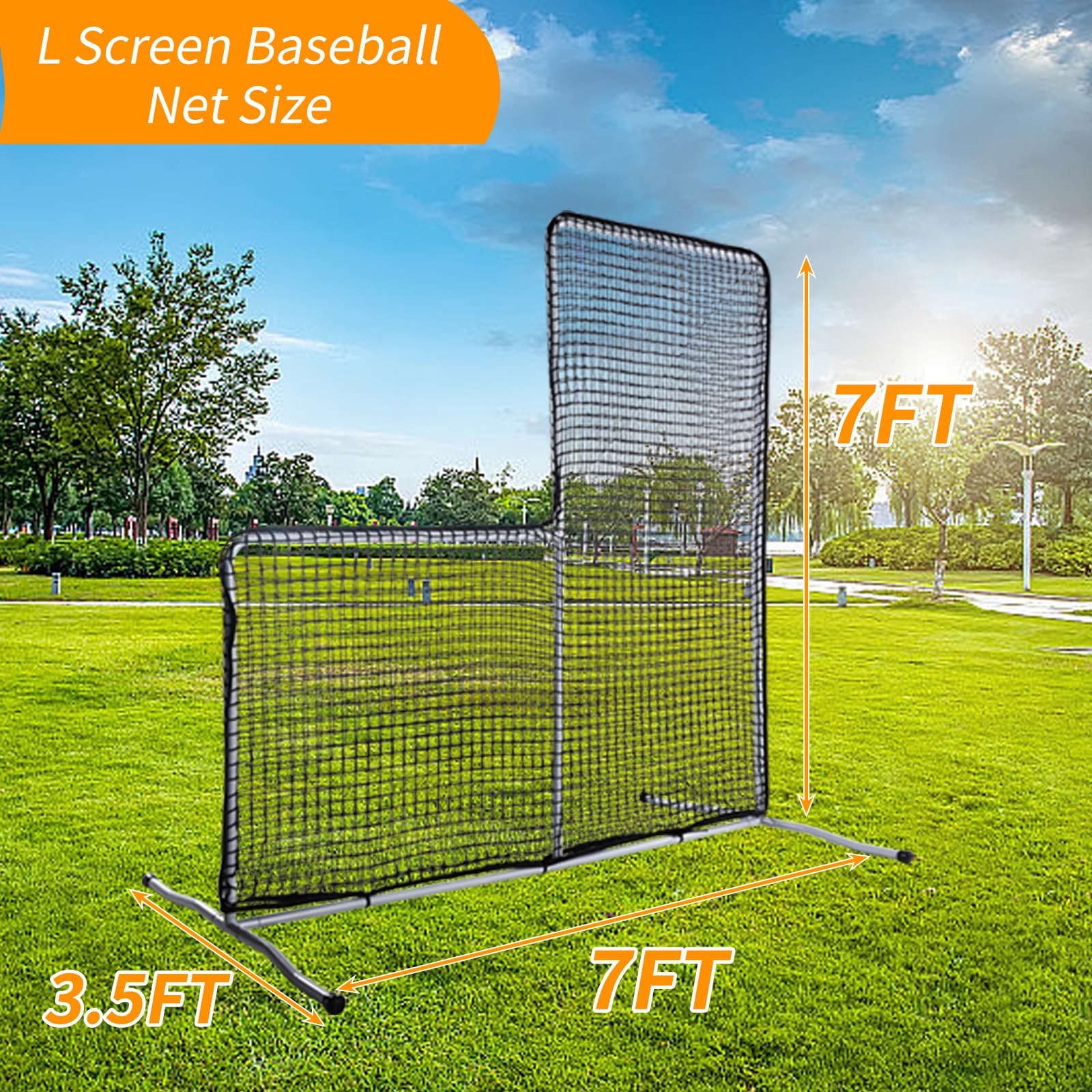 HIGOOD L Screen Baseball Portable L Screen Baseball for Batting Cage L Screen Softball Pitching Net 7x7FT
