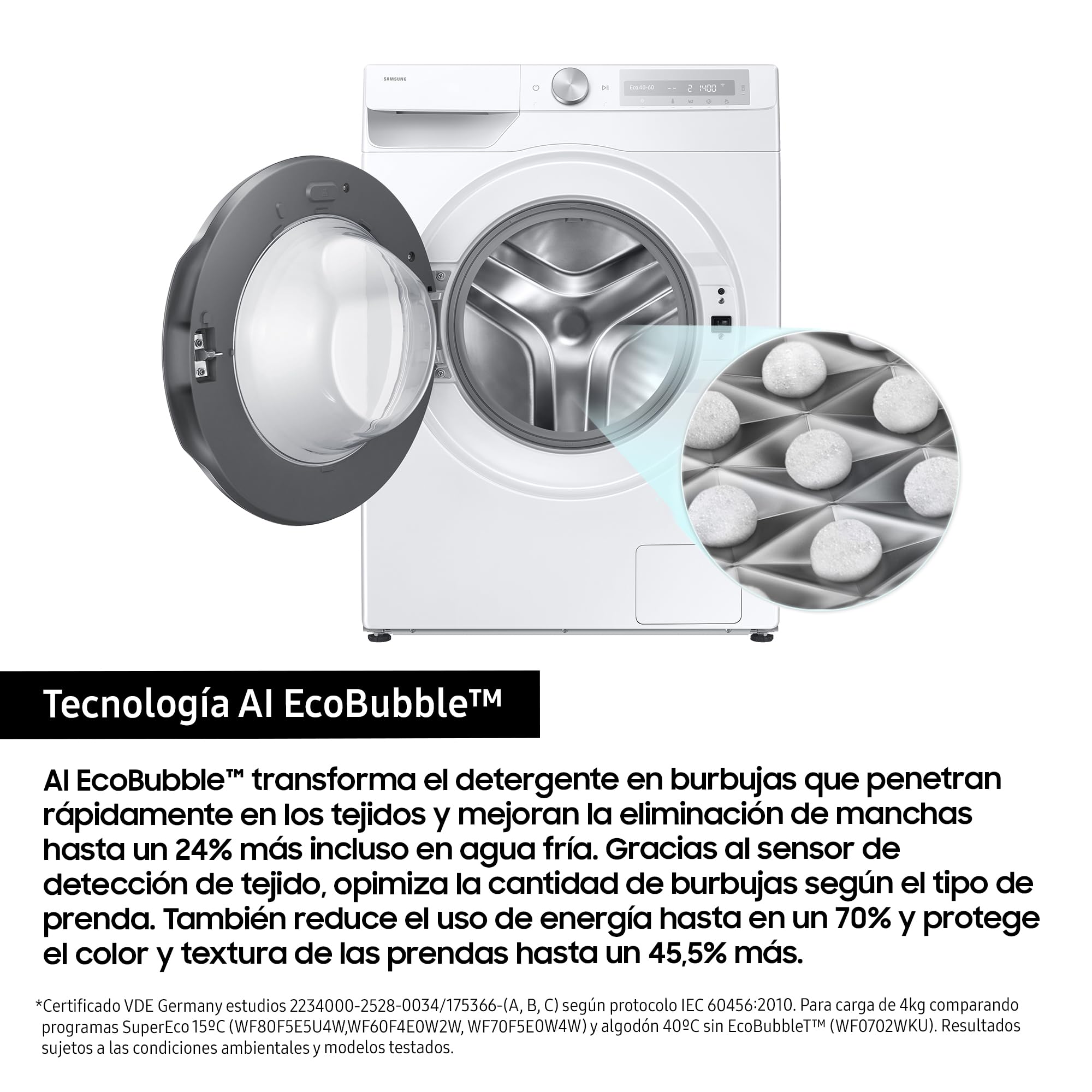 Secadora de condensación Samsung DV80CGC0B0THEC 60 cm 8 kg Blanco con SmartThings e Inteligencia Artificial
