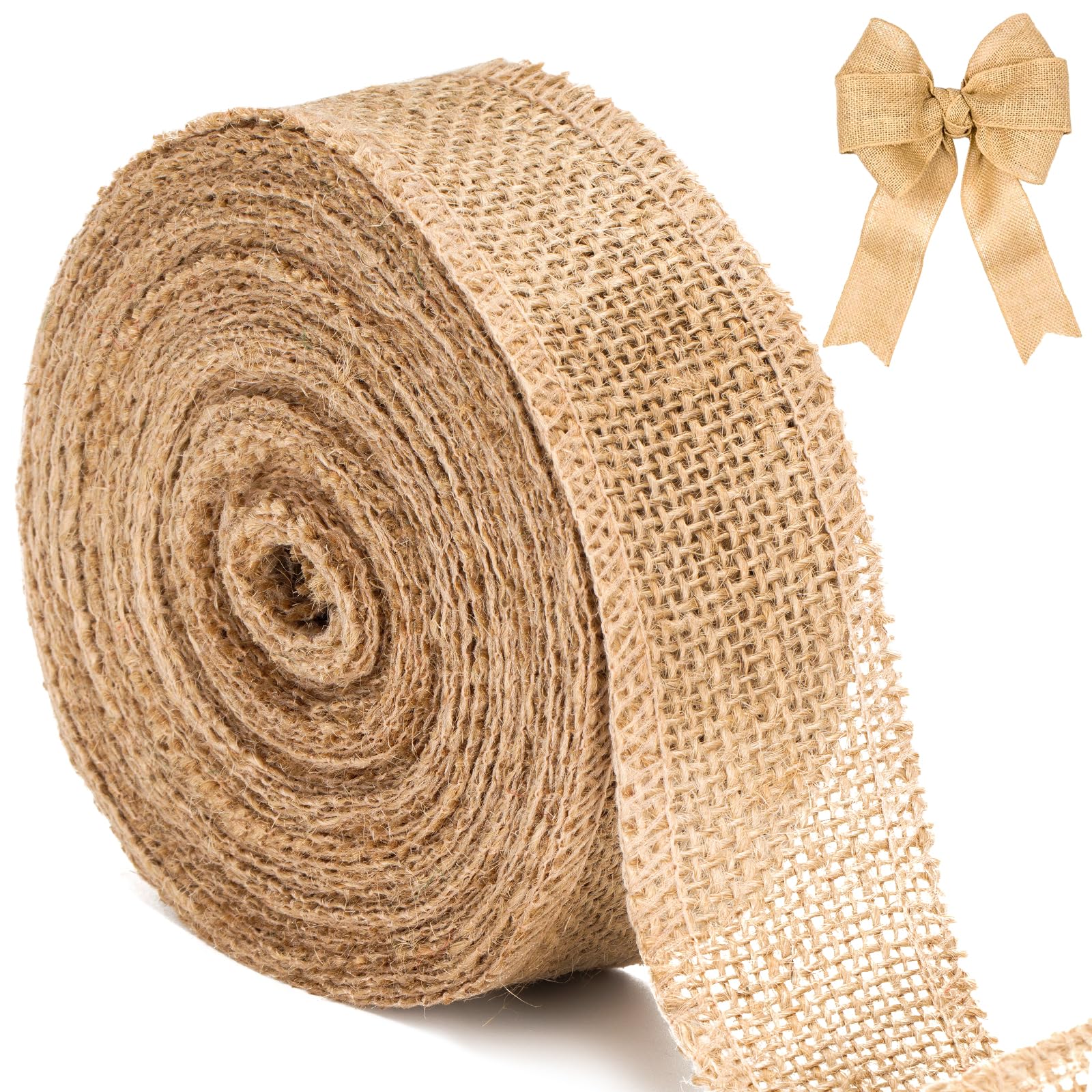 G2PLUS 4CM Jute Burlap Ribbon, 10M Rustic Hessian Ribbon