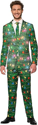 SUITMEISTER Traje navideño para hombre - Traje festivo con luz real y corte ajustado