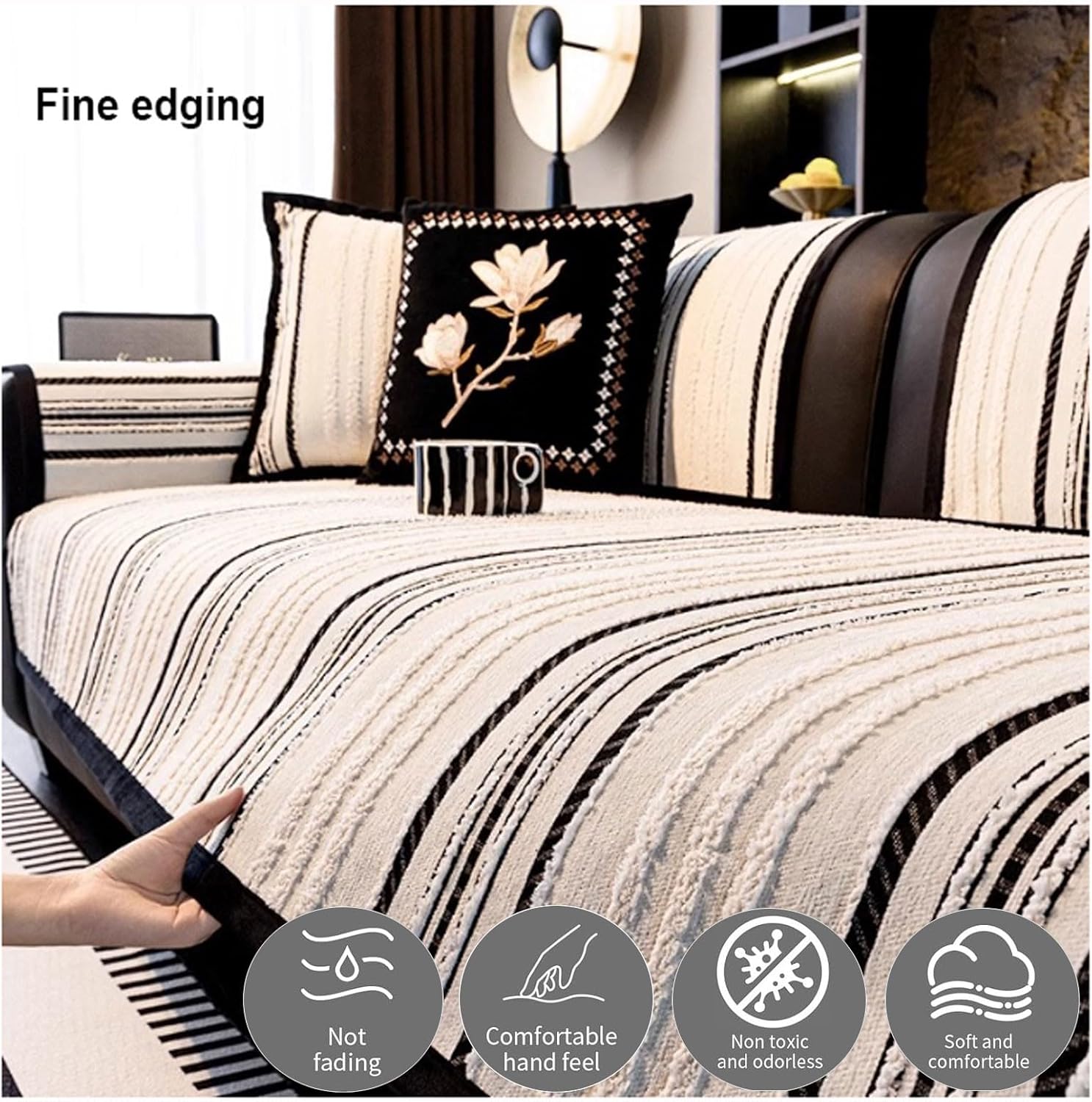 Chenille Fabric Furniture Protector Sofa Cover 1 2 3 Seater, Non-Slip Slipcovers for Corner L Shape,Thick Textured Cushion Covers-Fuzzy Couch Covers(Orange,110 * 240cm)