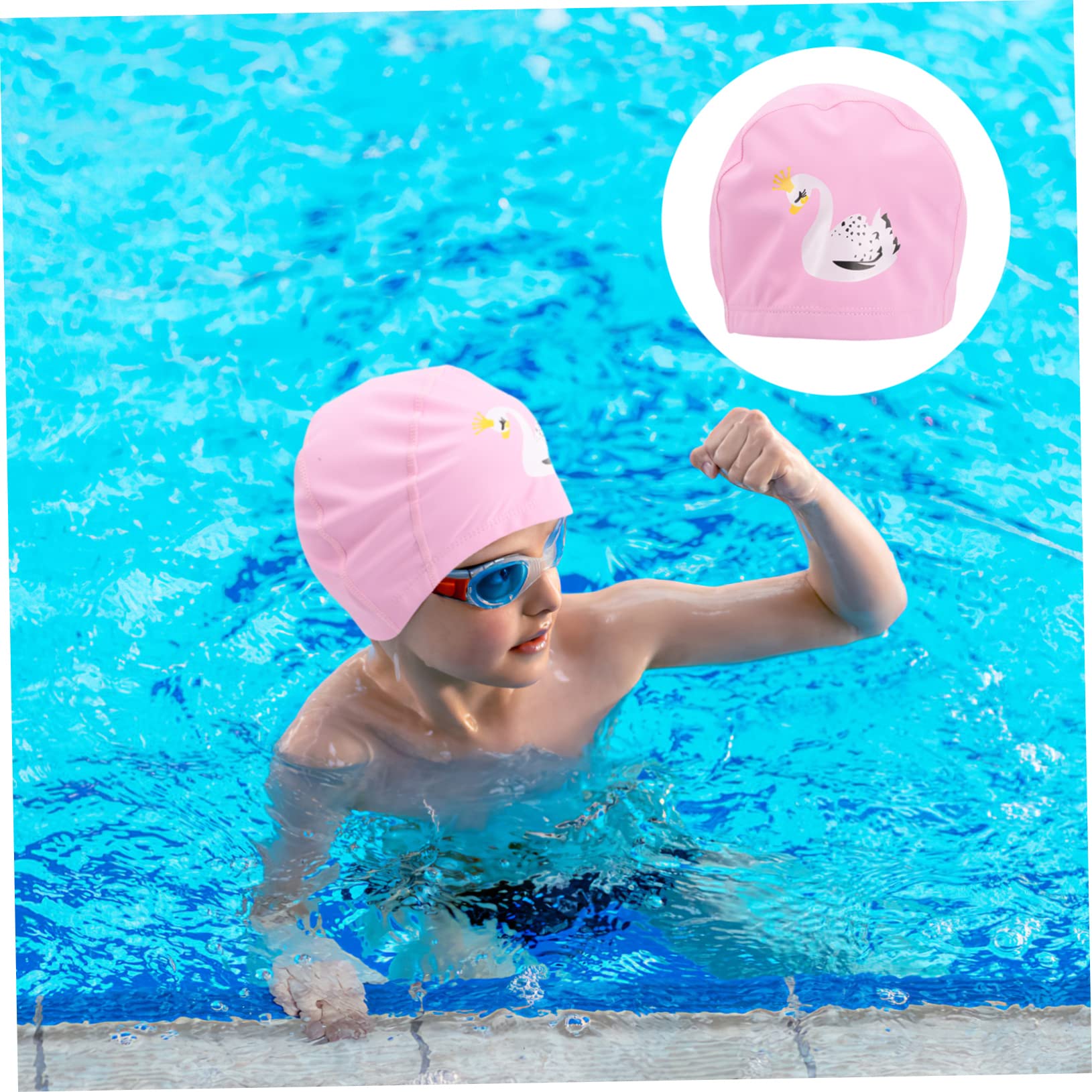 Yardwe 5pièces Bonnet De Natation Garçon Fille PVC Chapeau Élastique Anti-Glisse des Cheveux pour Garçons Et Filles pour Piscine Et Plage Cartoon Confortable Cygne