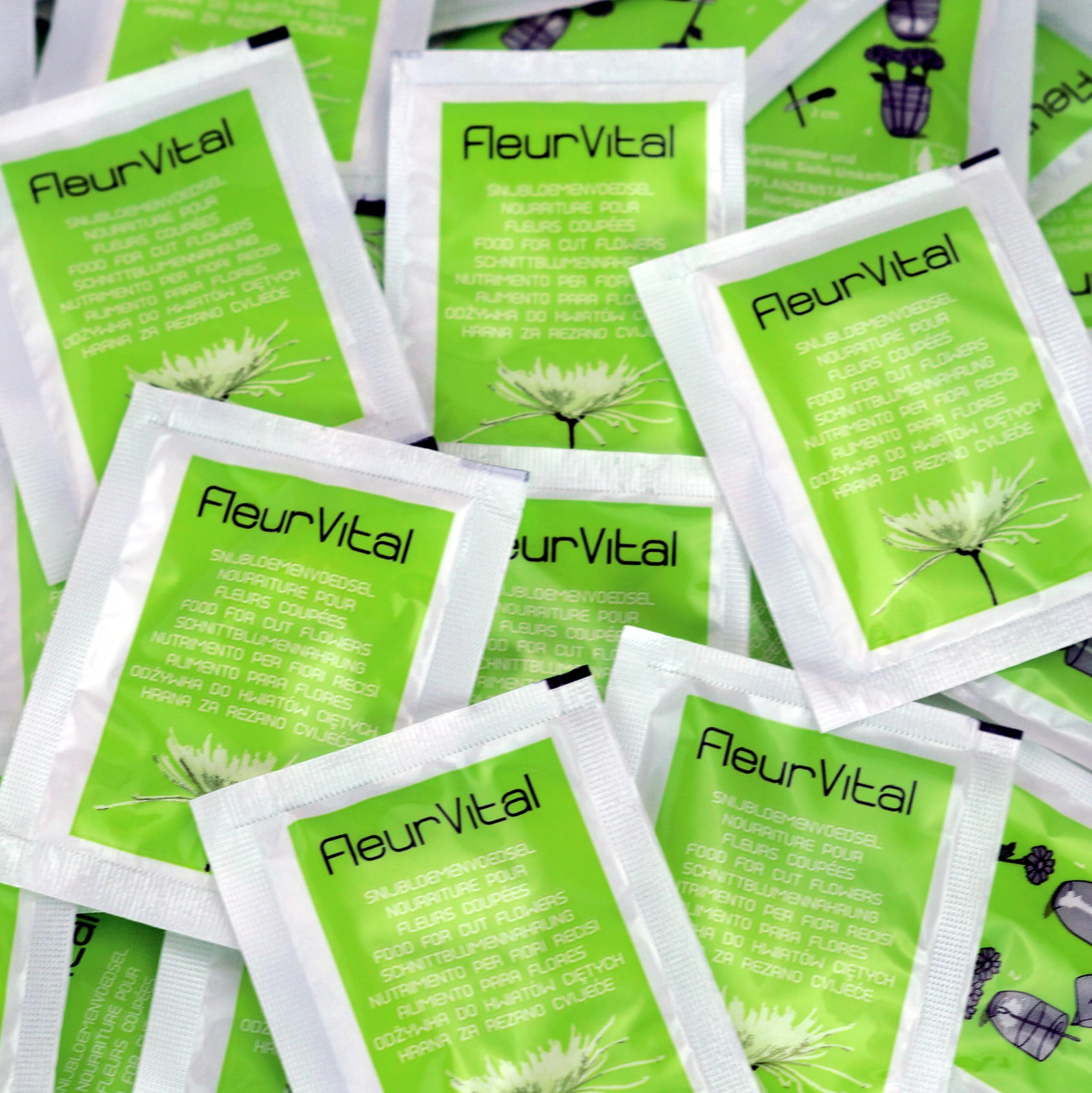 4g Sachets of Fleur Vital Plant Food for Cut Flowers Each sachet makes 0.5l of cut flower food Flower Food for Fresh Cut Flowers- Long Life Nutrition for Flora and Flowers Fresh.(100 Sachets)