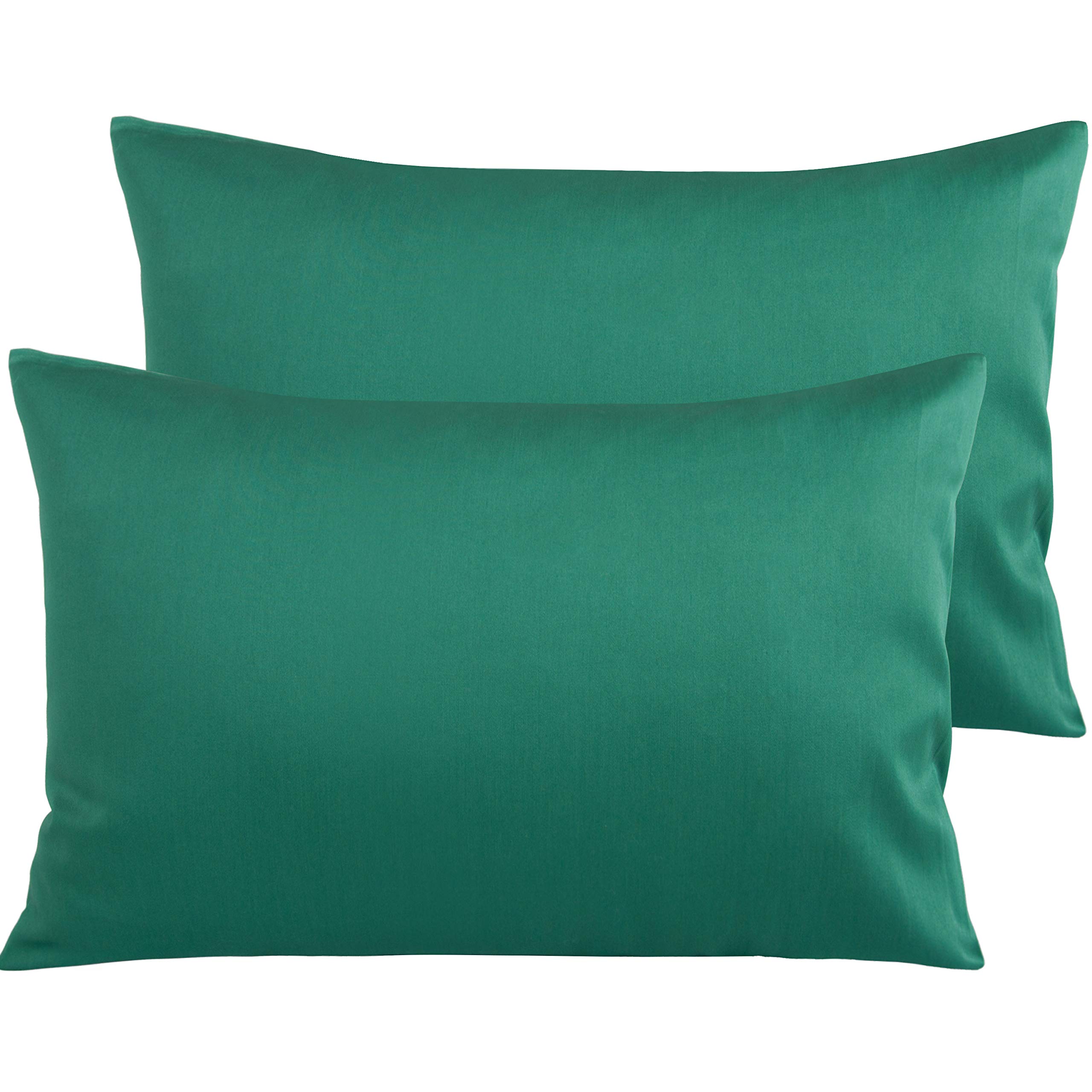 NTBAY Egyptian Cotton Queen Pillowcases - Set of 2, 500 Thread Count Cotton Pillowcases - Soft and Breathable Envelope Closure Pillow Cases - 20x30 Pillow Covers for Bed, Dark Green — image 1