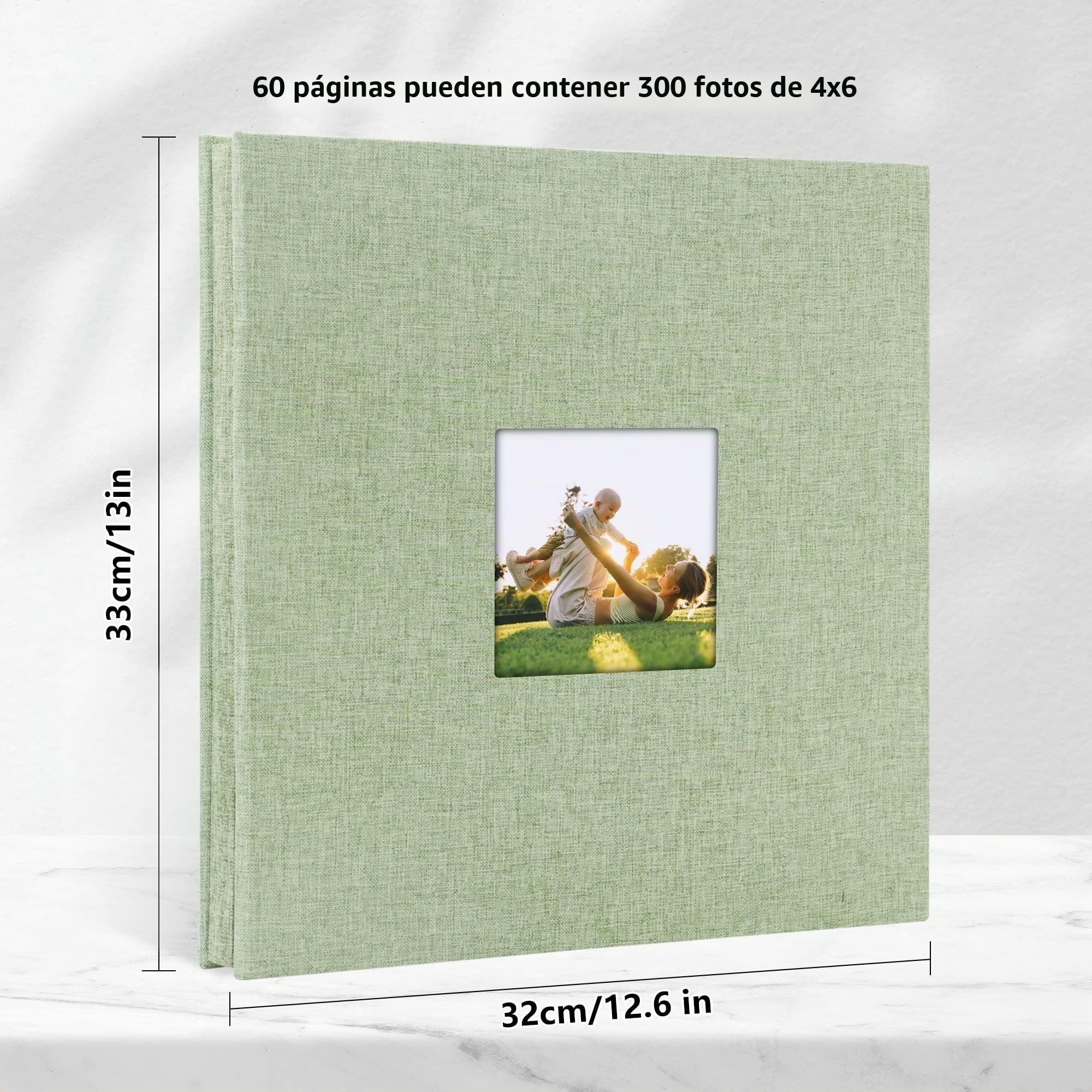 Álbum de Fotos Autoadhesivo, 60 Páginas, 33x32 cm, Pasto Verde